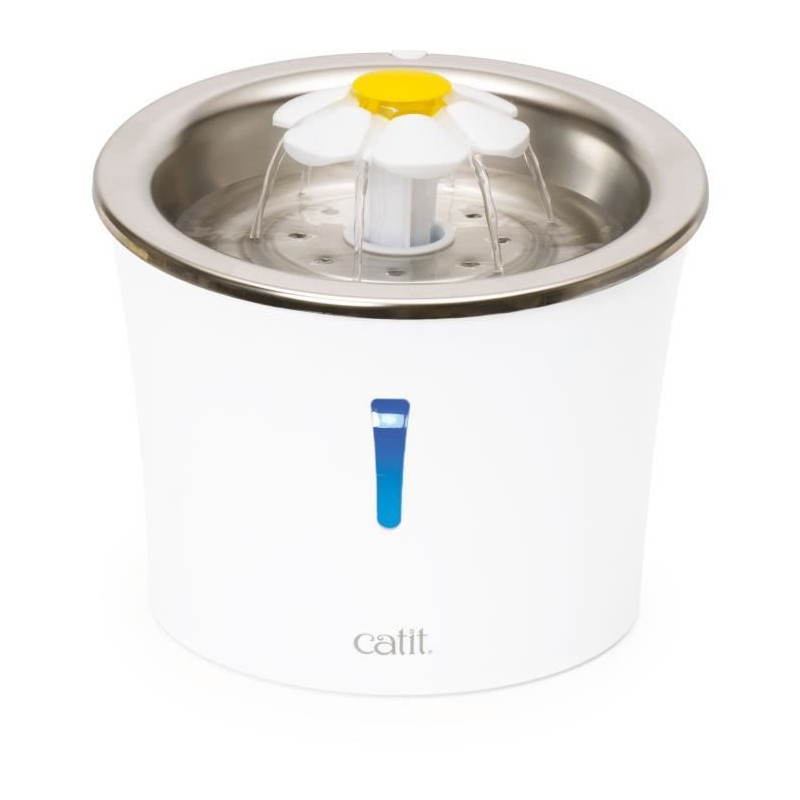 Catit Flower Cat Water Fountain - 3L - Stainless Steel Top - With LED