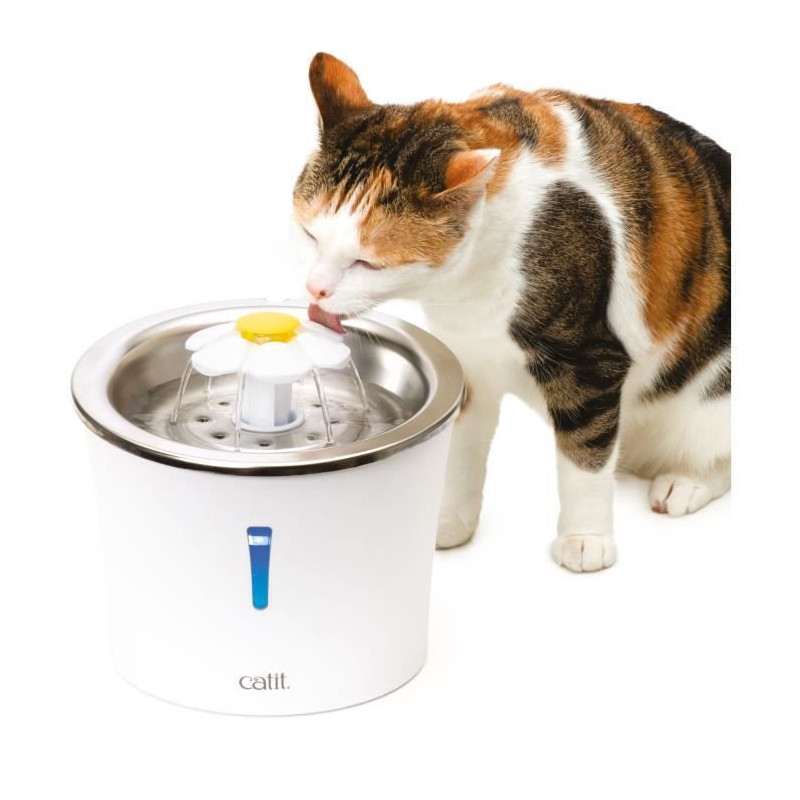 Catit Flower Cat Water Fountain - 3L - Stainless Steel Top - With LED