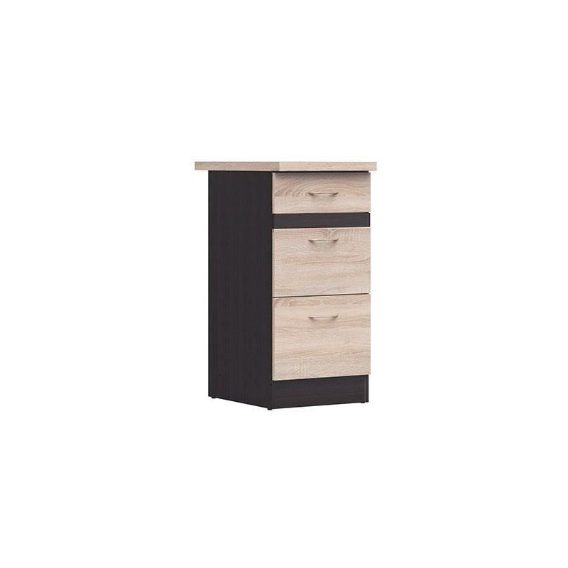 Junona Kitchen Low Furniture 40 cm - 3 drawers - Worktop - Chene Sonom
