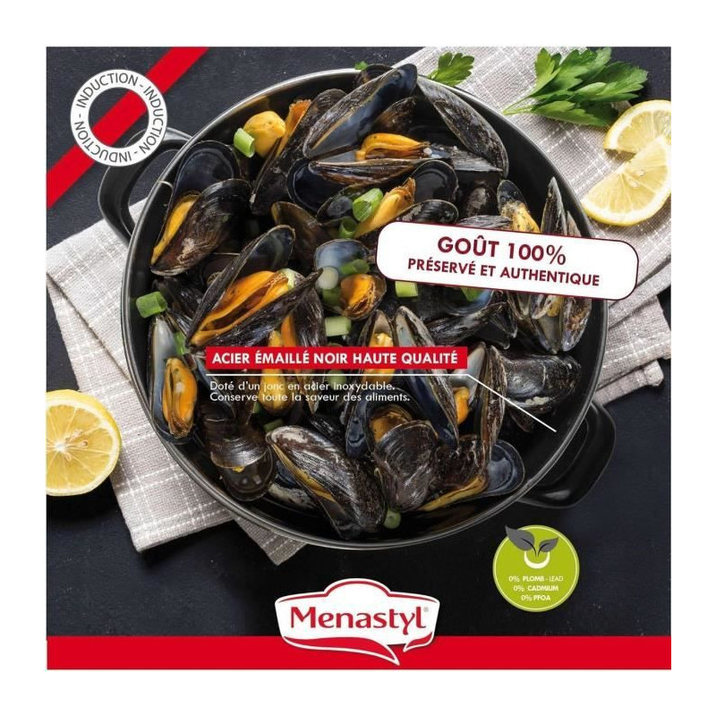 Mussel pot - MENASTYL - 3645562 - Enamelled steel - Black - 18 cm - 2.