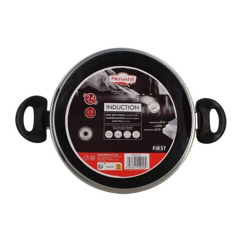 Dutch oven - MENASTYL - 6020256 - Stainless steel - 24 cm - Suitable f