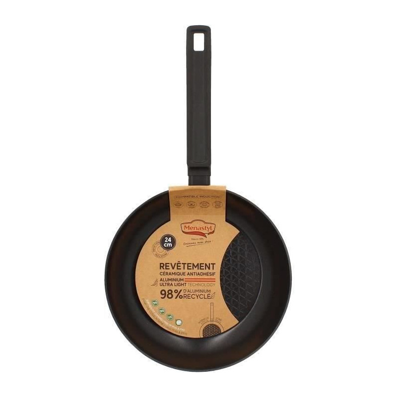 Frying pan - MENASTYL - 6020636 - Forged aluminum - 24 cm - Black - Su