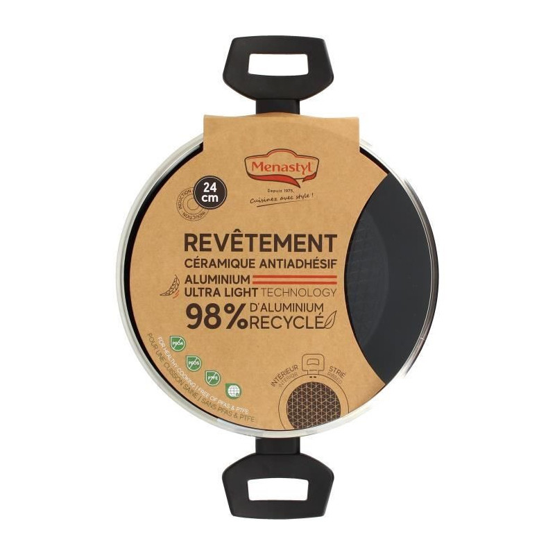 Dutch oven - MENASTYL - 6020647 - Forged aluminum - 24 cm - Black - Su