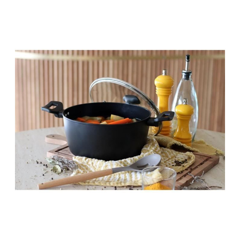 Dutch oven - MENASTYL - 6020647 - Forged aluminum - 24 cm - Black - Su