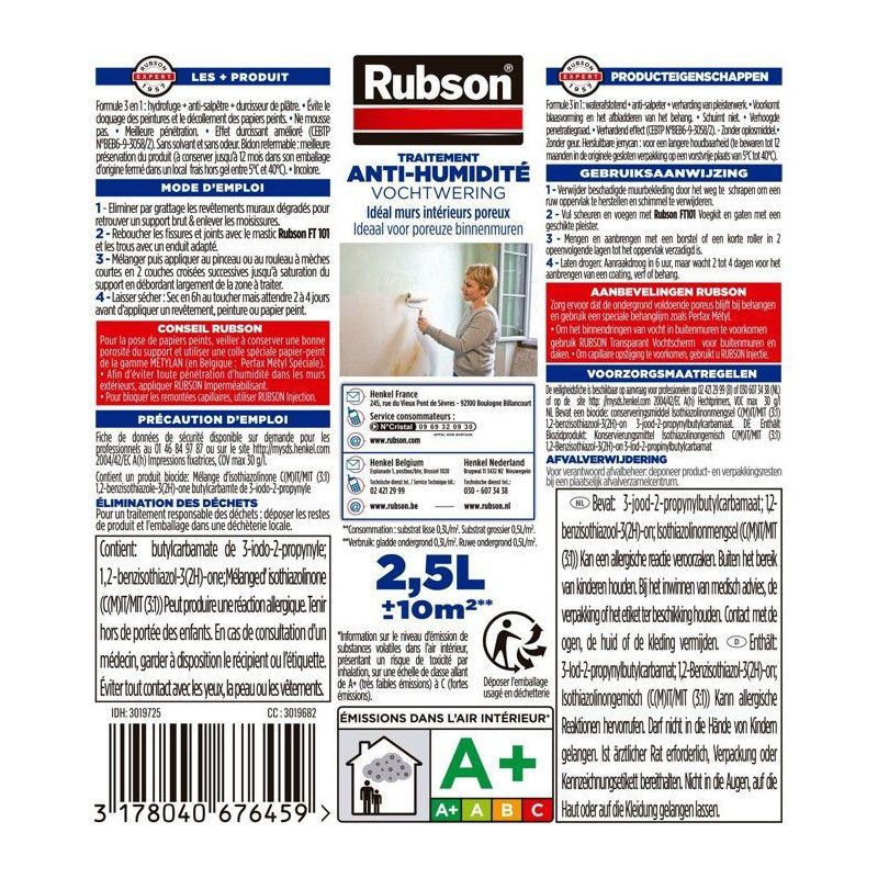 RUBSON Waterproofing treatment walls Wet interior colorless 2.5 L