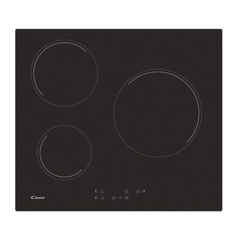 Vitroceramic hob -Candy - 3 foci - L 60 cm - CH63CT -NOIR