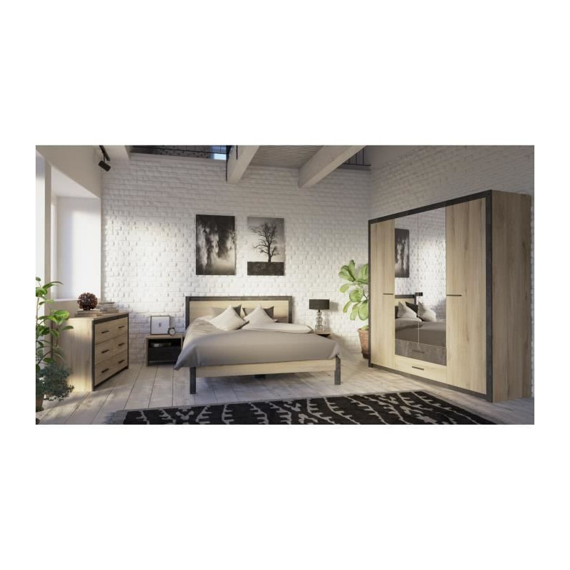 Demeyere bedside table 1 drawer - Kronberg chene decor - L 49.6 x D 36