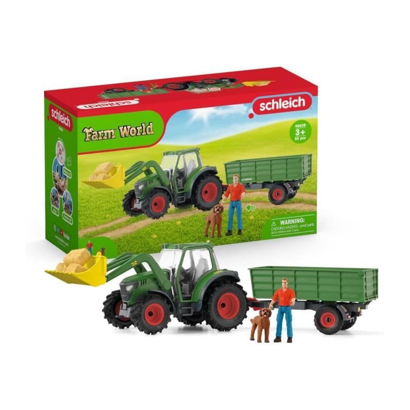 SCHLEICH - Tractor with trailer - 42608 - Farm World range