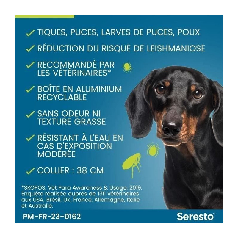 Seresto Dog Anti-Puaces and Anti-Tiques Collier -8kg 2 Units
