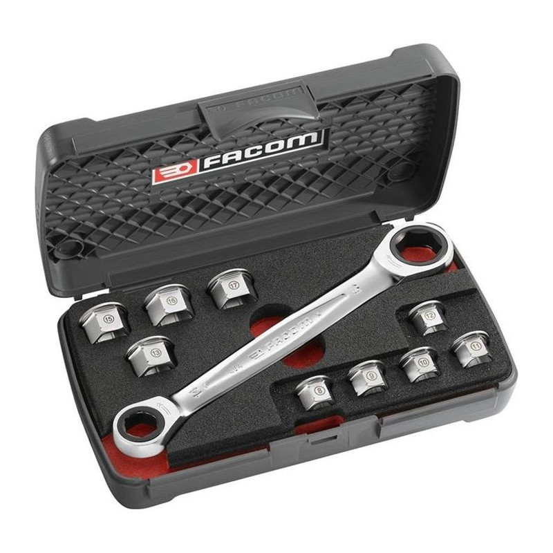 FACOM Ratchet flat wrench set + 9 rings