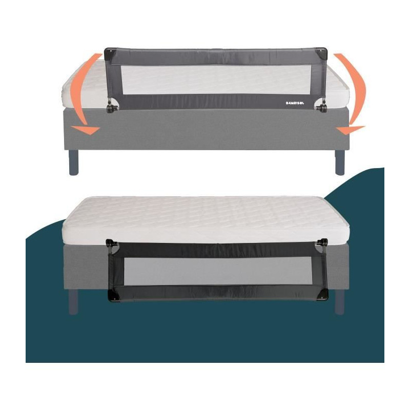 Bed rail - LOOPING - BL5003G - Folding - Grey