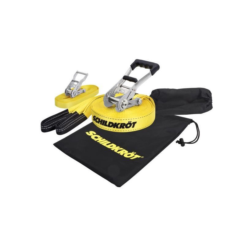 Slackline - SCHILDKROT - 15 m long x 5 cm wide - Metal ratchet - Train