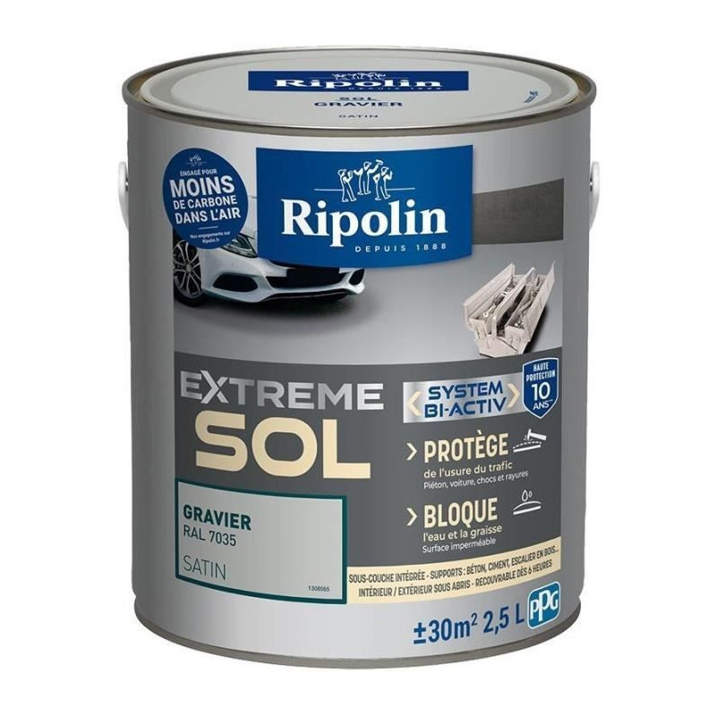 RIPOLIN Interior & Exterior Floor Paint - Gravel Ral 7035 Satin, 2,5L
