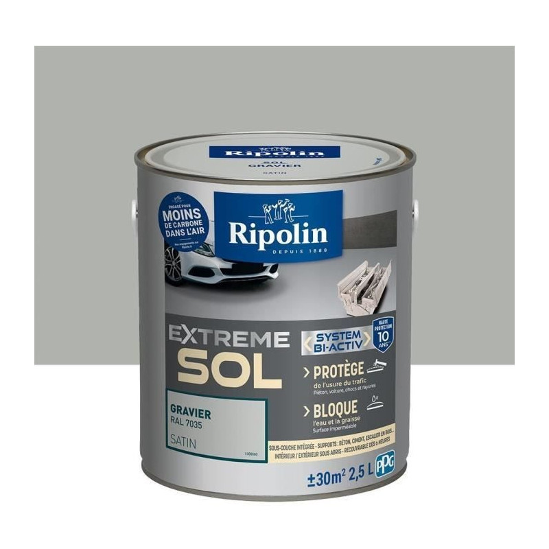 RIPOLIN Interior & Exterior Floor Paint - Gravel Ral 7035 Satin, 2,5L