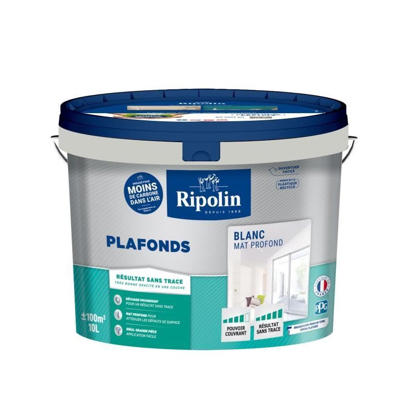 Ceiling paint - Matt white - Traceless - RIPOLIN - 10L