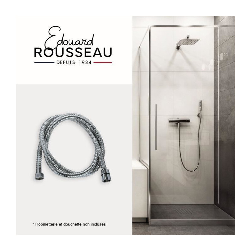 Shower hose - ROUSSEAU - Metal nuts - Safety crimps - Length 1.50m - S