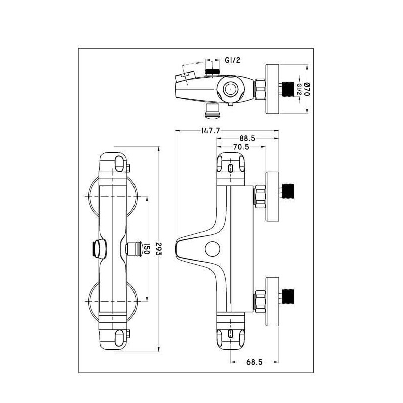 ROUSSEAU Thermostatic bath and shower mixer tap Volga 2