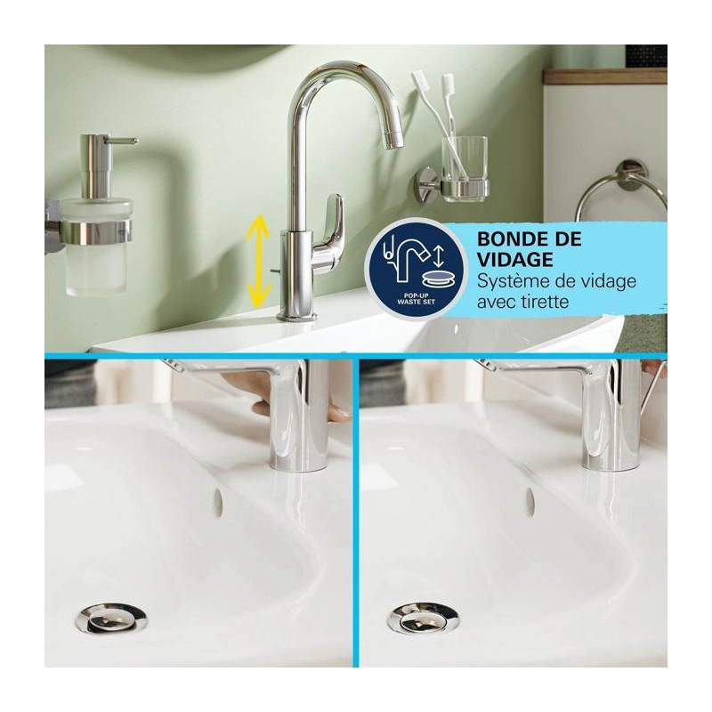 Single-lever basin mixer - GROHE Swift - 24330001 - Chrome - Size L -
