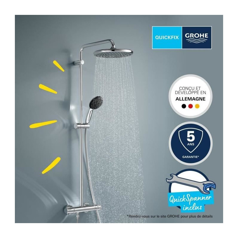 Shower column with thermostatic mixer - Water saving - GROHE Vitalio S