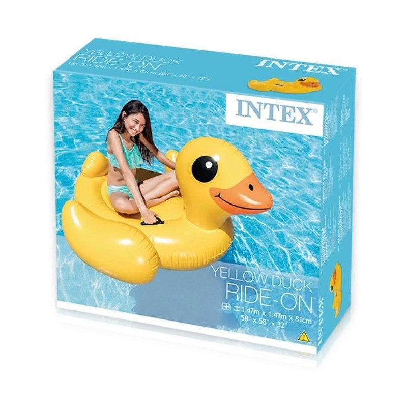 Inflatable Yellow Duck Ride-On Buoy - INTEX - Pool Games - 2 Grab Hand