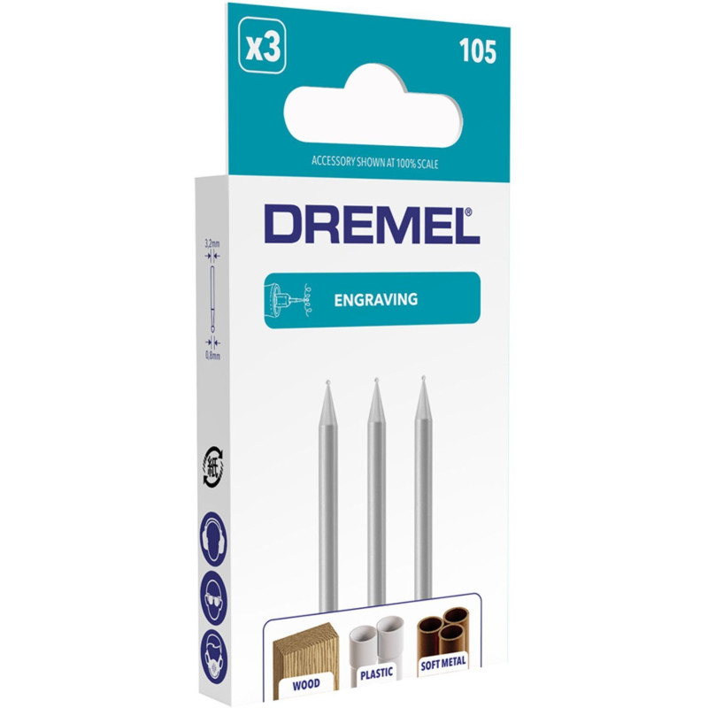 Set of 3 strawberries to engrave Dremel 105 (round end, Ø 0.8mm for h