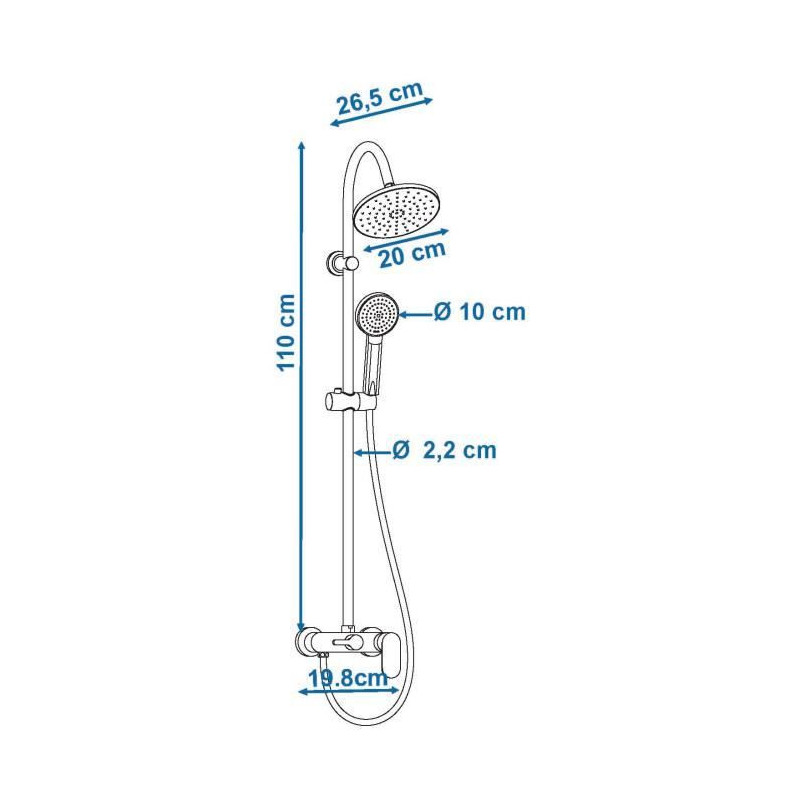 Rousseau Shower column with Dakota mechanical mixer tap