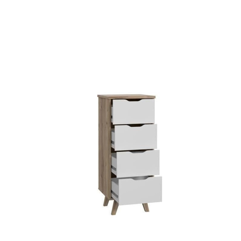 Clumard 4 drawers - in particle panels - Chene and white decor - Conte
