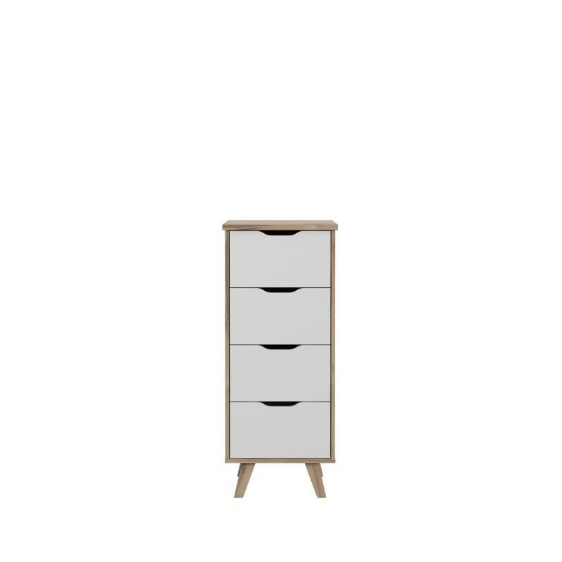 Clumard 4 drawers - in particle panels - Chene and white decor - Conte