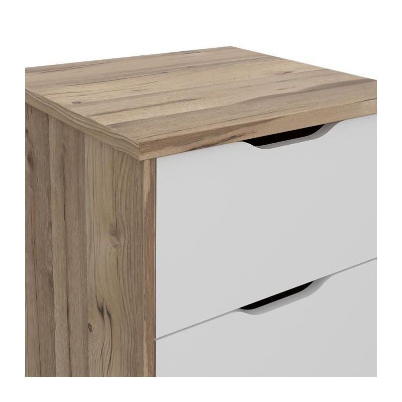 Clumard 4 drawers - in particle panels - Chene and white decor - Conte