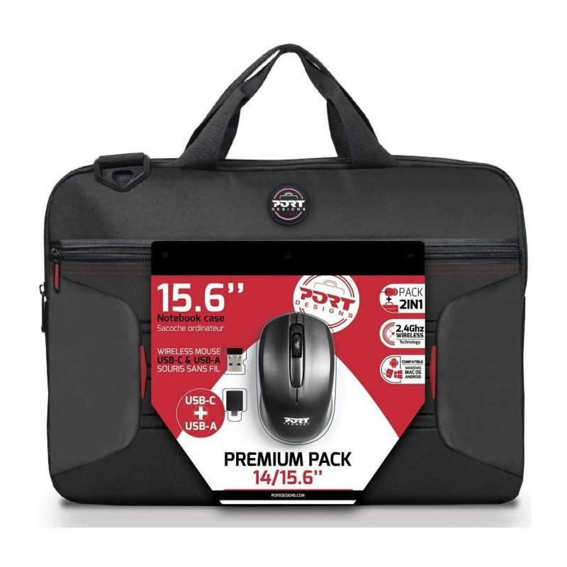 PREMIUM PACK: Laptop bag 15 + Wireless mouse + Dungle USB & Type C ada