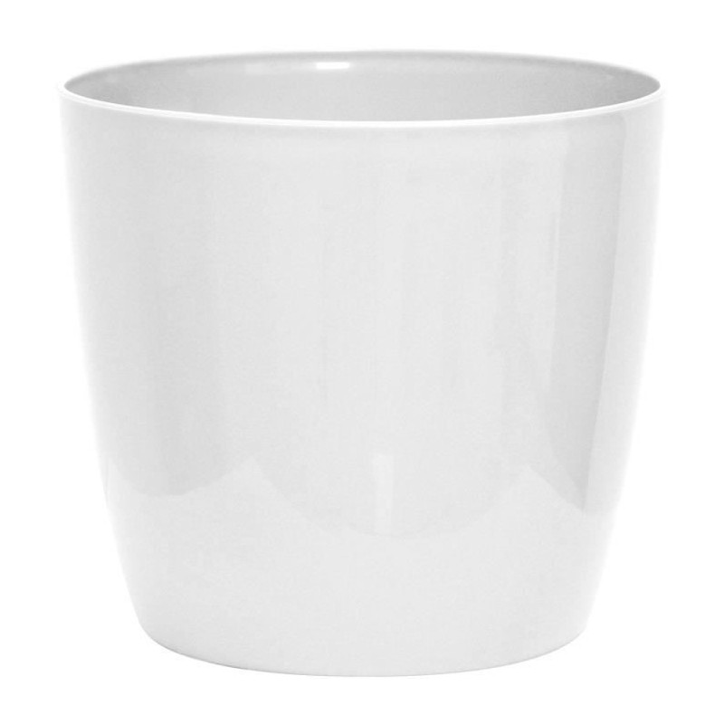 Shiny flowerpot - GARDEN ID - Shiny White with wheels - 30 x 27 cm - C