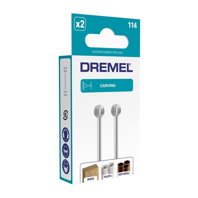 Set of 2 high speed strawberries Dremel 114 (in steel, round end, diam