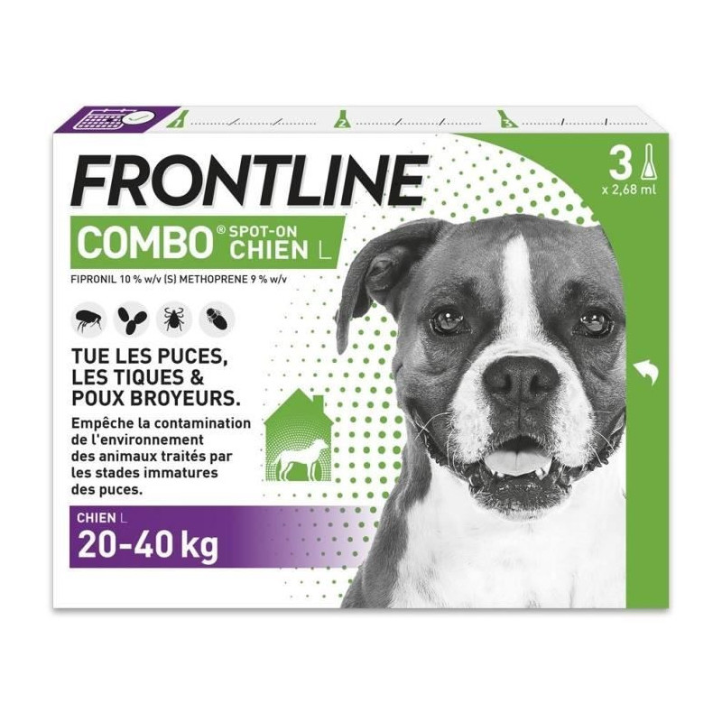 FRONTLINE 3 Antiparasitic pipettes COMBO Dog - 20-40 kg - Fleas, ticks