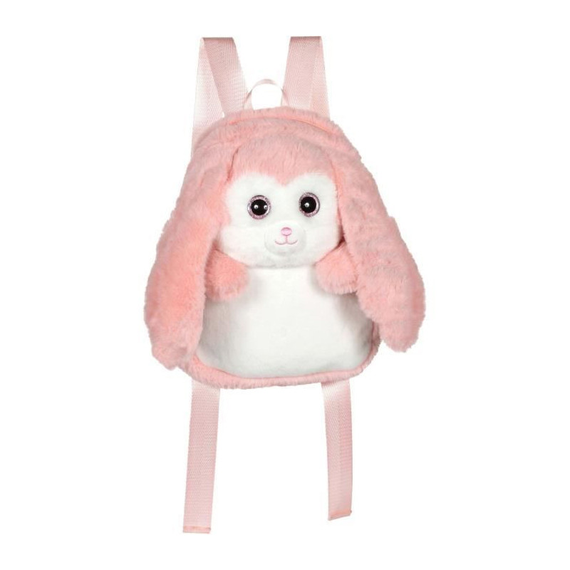 Fluffy Bag - GIPSY TOYS - Plush backpack - Pink and white rabbit 30 cm