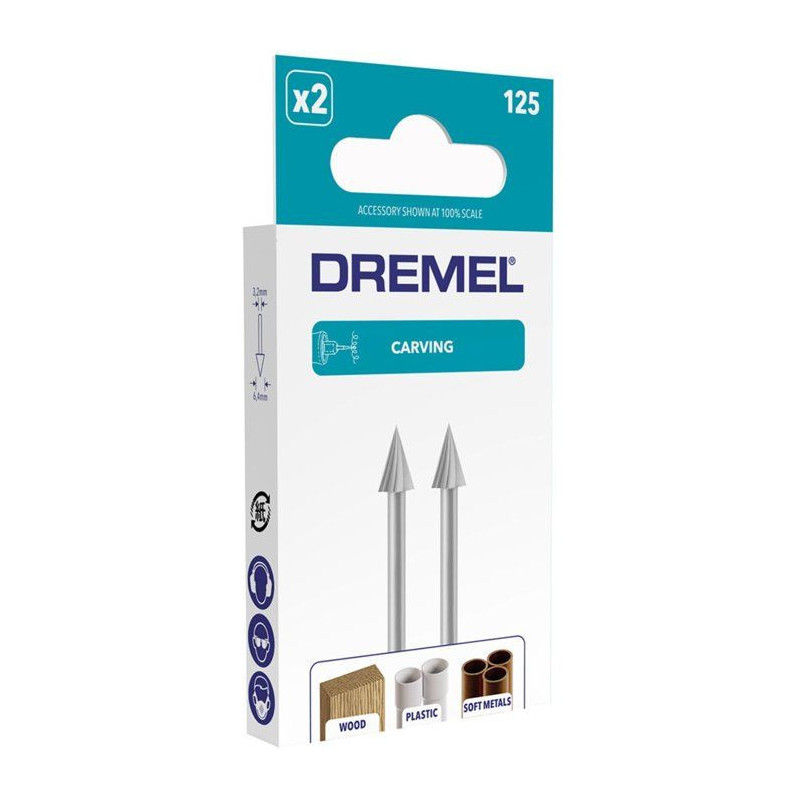 Set of 2 high speed Dremel 125 strawberries (steel, pointed end, 6.4mm
