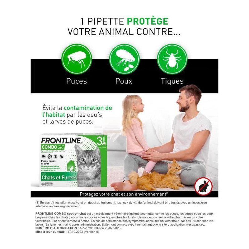 Frontline Combo Chats and Faurets 3 pipettes