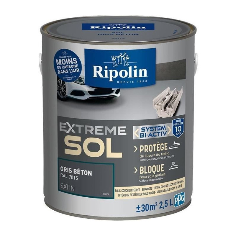 RIPOLIN Interior & Exterior Floor Paint - Concrete Gray Ral 7015 Satin