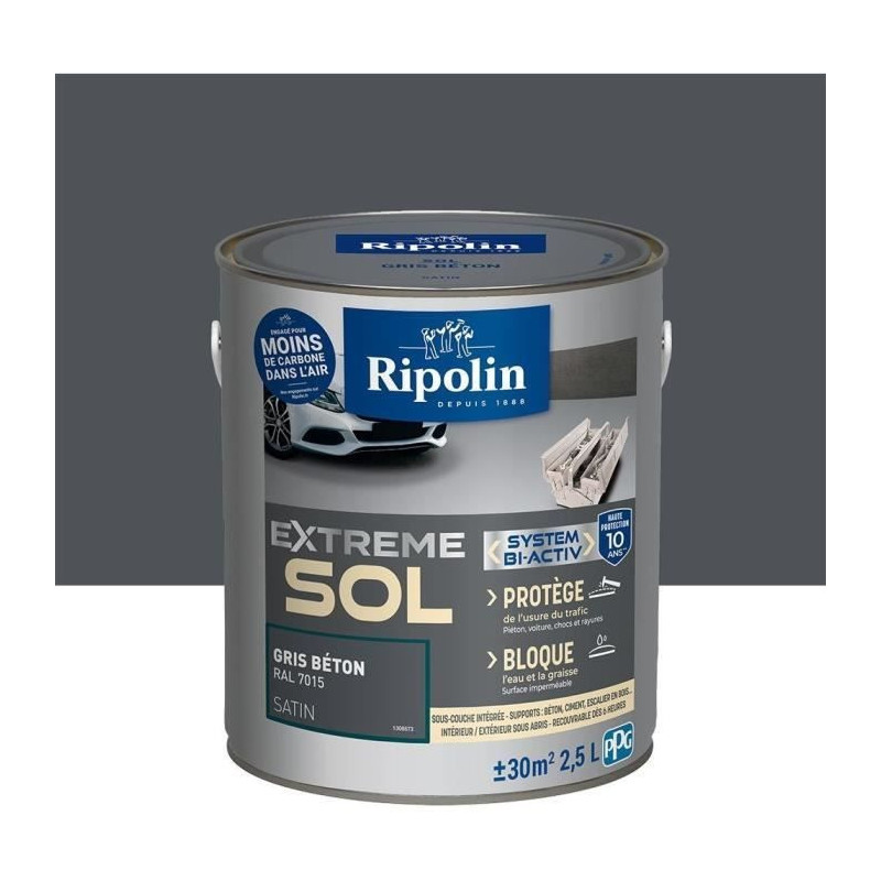 RIPOLIN Interior & Exterior Floor Paint - Concrete Gray Ral 7015 Satin