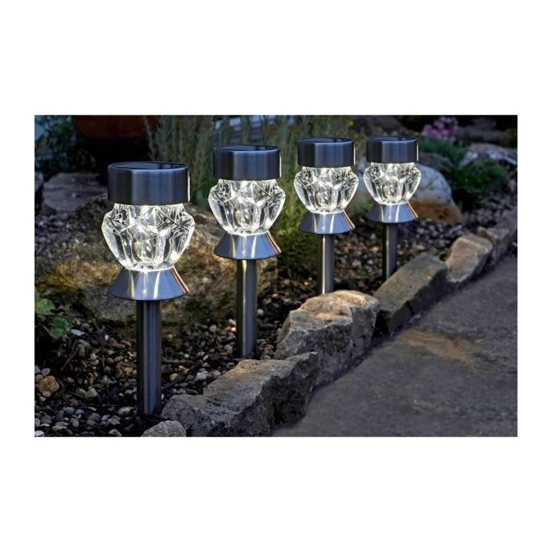 Crystal glass tag or solar lamp, set of 4