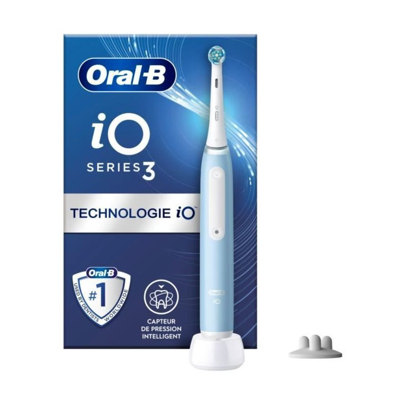 Oral-B iO3s Electric Toothbrush - Blue - Bluetooth Connected, 2 Brush