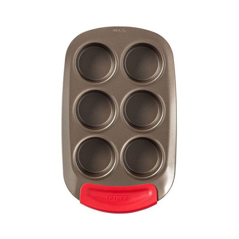 Muffin pan - PYREX - 1452001 - Round - Carbon steel - Non-stick - 6 ca