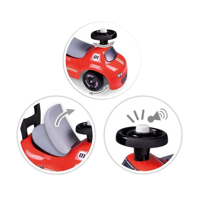 Smoby - 2 in 1 child carrier - Red car - Underseat storage + horn - Fr