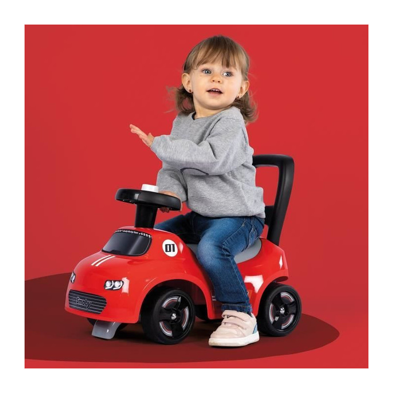Smoby - 2 in 1 child carrier - Red car - Underseat storage + horn - Fr