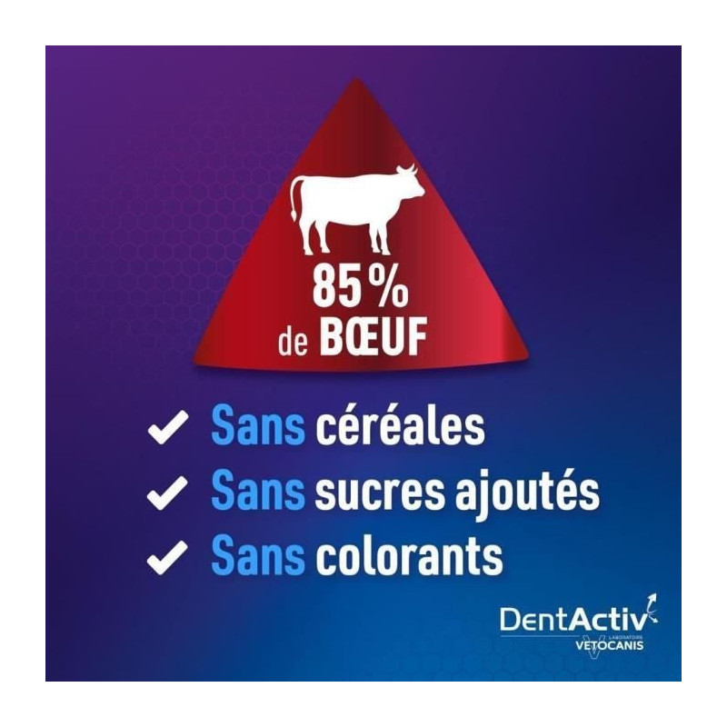 DentActiv - 7 Sticks - VETOCANIS - 7 Beef Oral Hygiene Sticks for Dogs