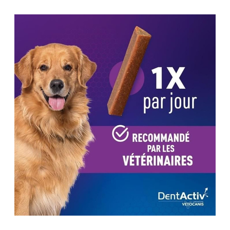DentActiv - 7 Sticks - VETOCANIS - 7 Beef Oral Hygiene Sticks for Dogs