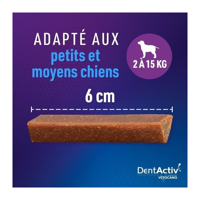 DentActiv - 12 Sticks - VETOCANIS - 12 Mini Beef Oral Hygiene Sticks f