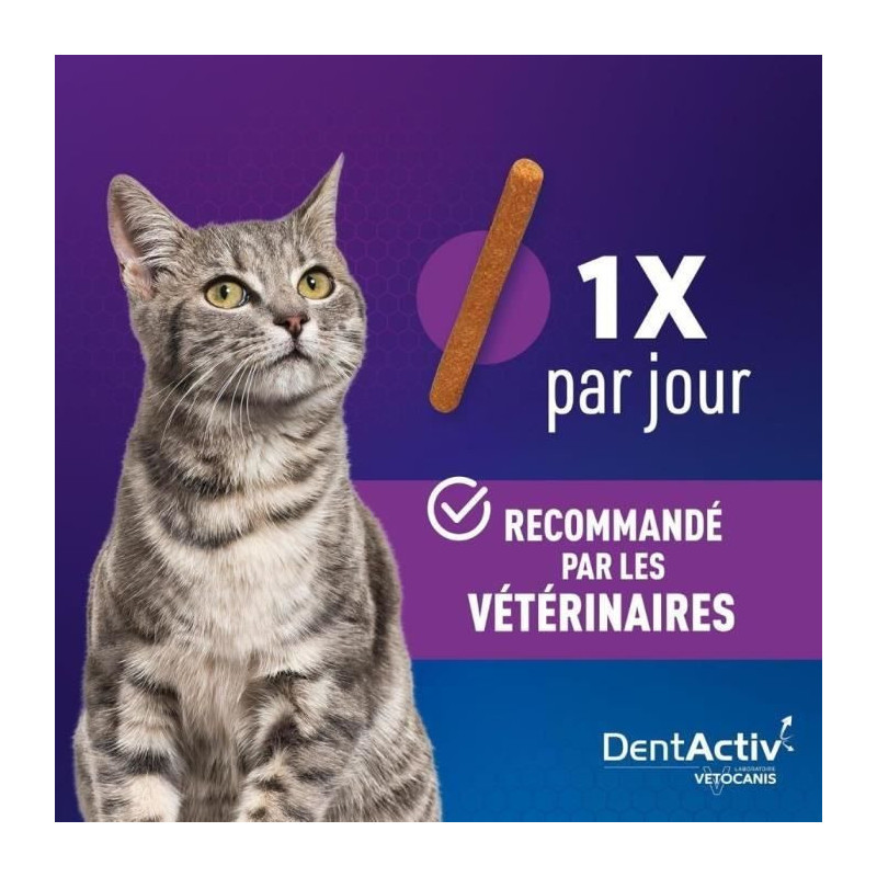 DentActiv - 10 Sticks - VETOCANIS - Salmon Oral Hygiene for Cats