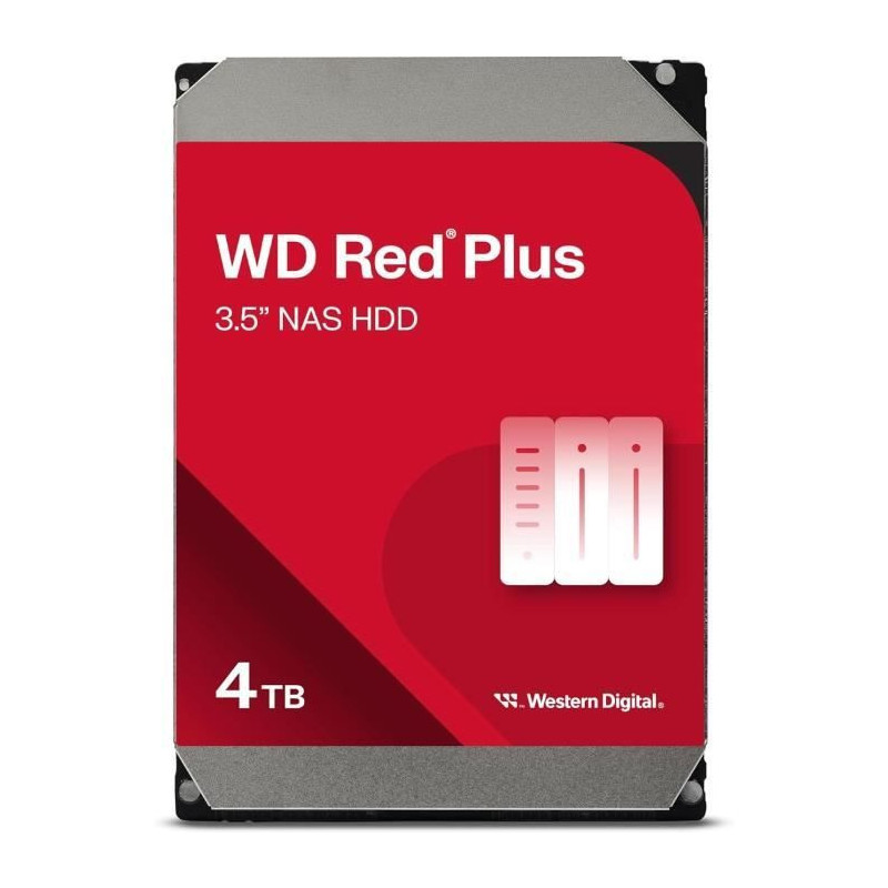 Internal Hard Drive - WESTERN DIGITAL - Red Plus - 4TB - 3.5 - Dedicat