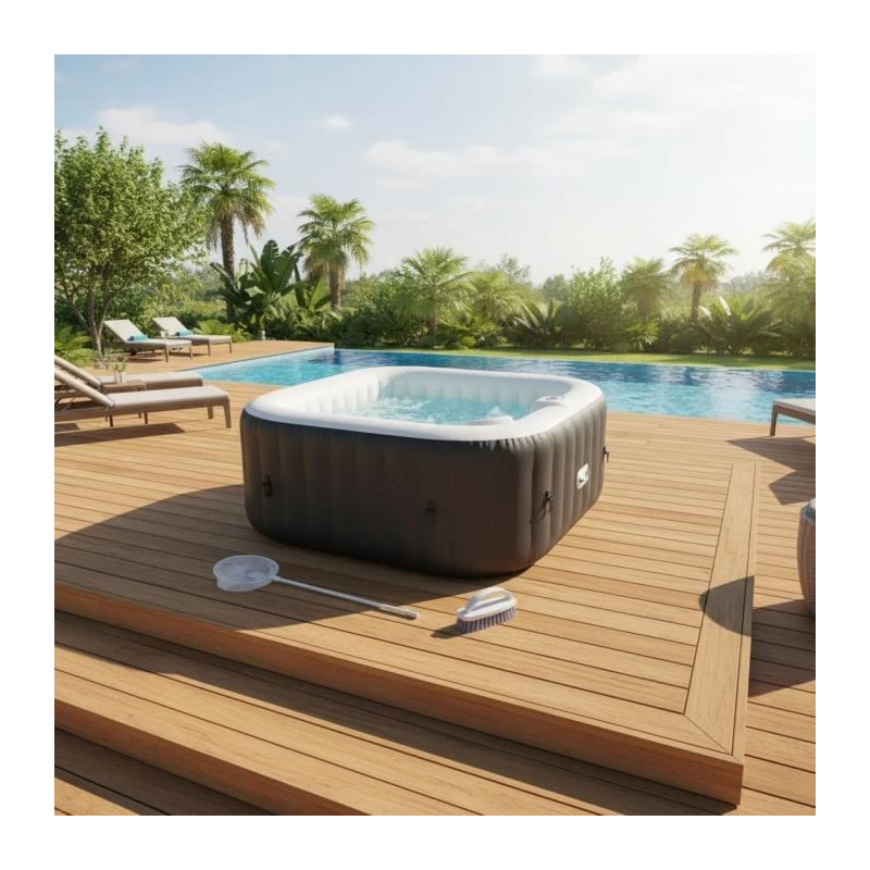 ALL-INCLUSIVE SPA KIT and accessories: 4-seater square inflatable spa