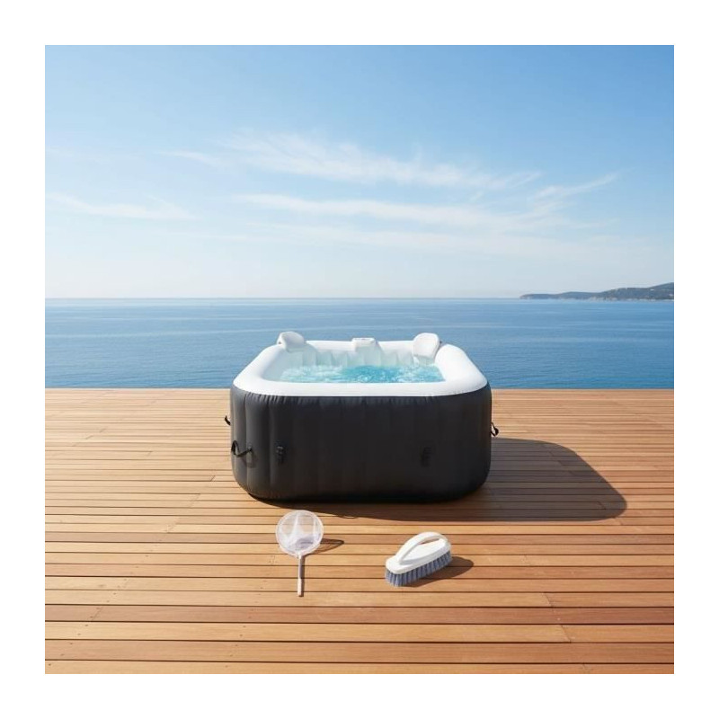 ALL-INCLUSIVE SPA KIT and accessories: 4-seater square inflatable spa